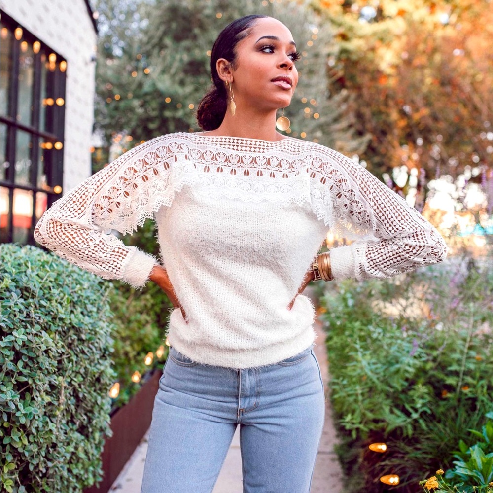 White Faux Angora Sweater